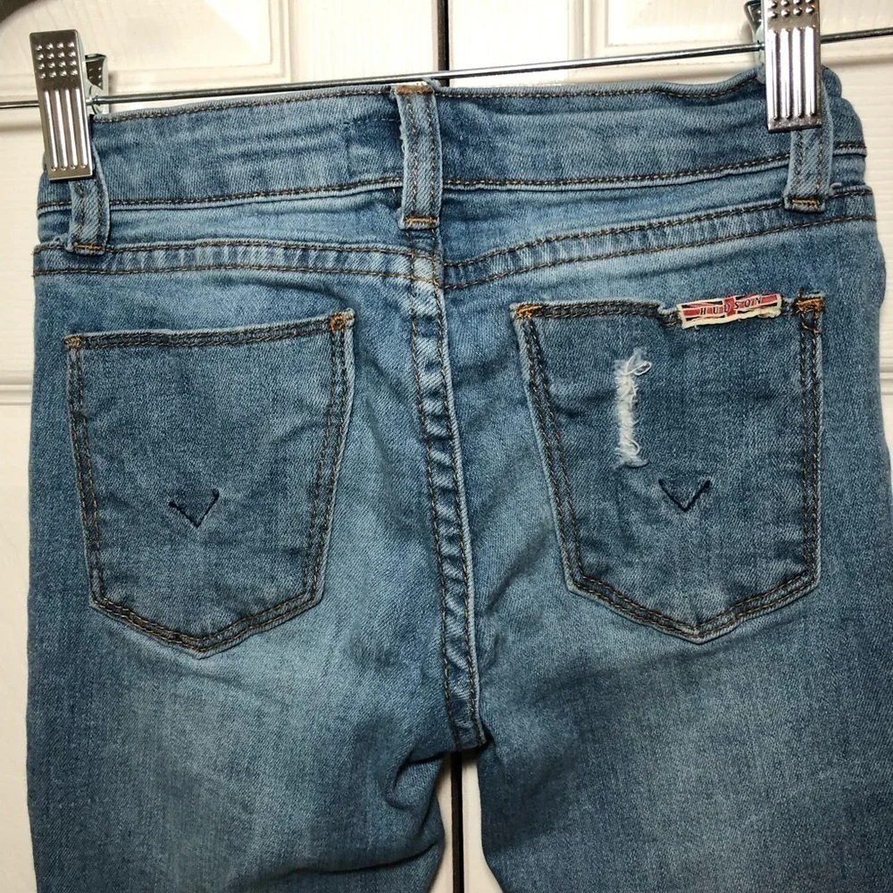 Girls Hudson Distressed Super Skinny Blue Jeans Size 10